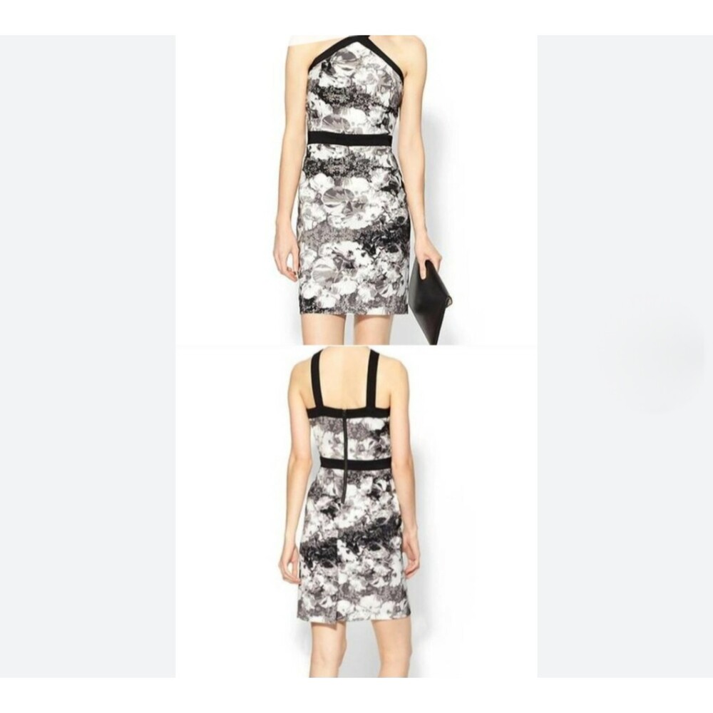 Tinley Road Mia floral halter dress black white midi size medium